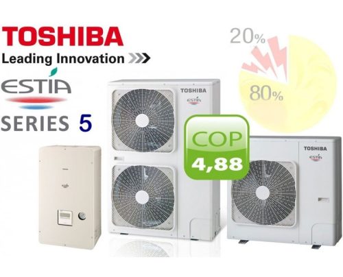 Toshiba Estia Hi Power 11kW  3fázisú hőszivattyú telepítéssel együtt